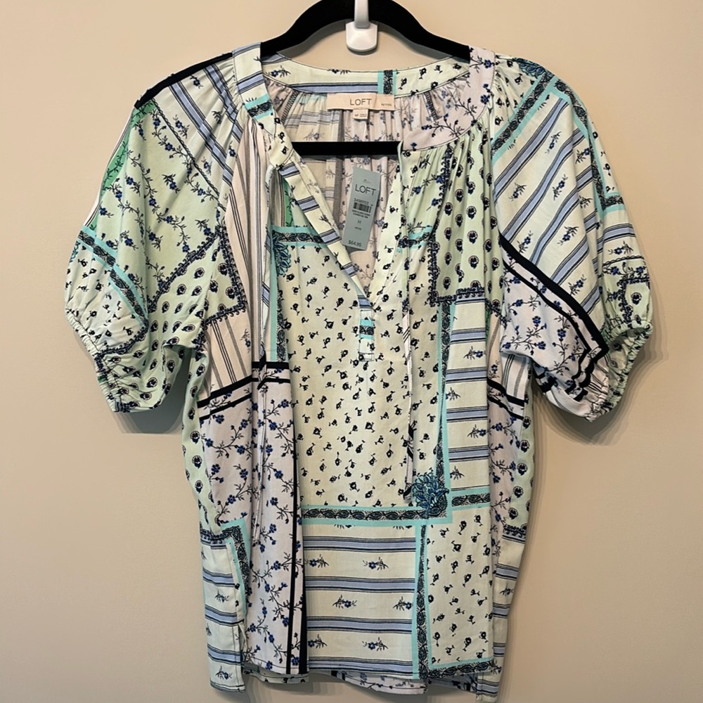 Pretty LOFT Boho Style Blouse Top MP Medium Petite New NWT
